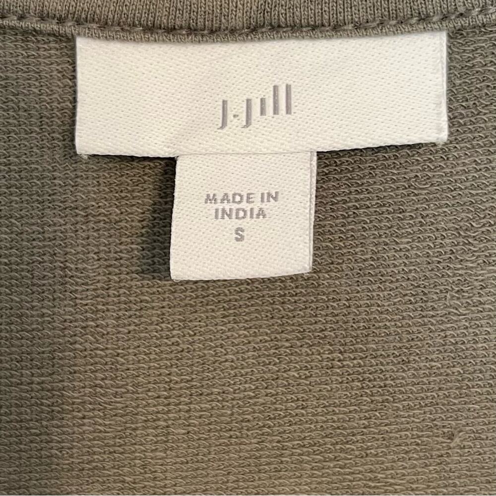 J.JILL Olive Floral Embroidered Zip Hoodie S | Cottagecore Lounge Layer - Picture 8 of 9